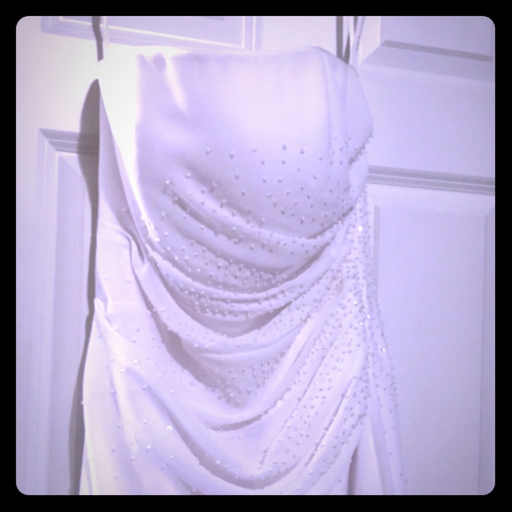 David’s Bridal crystal studded wedding dress